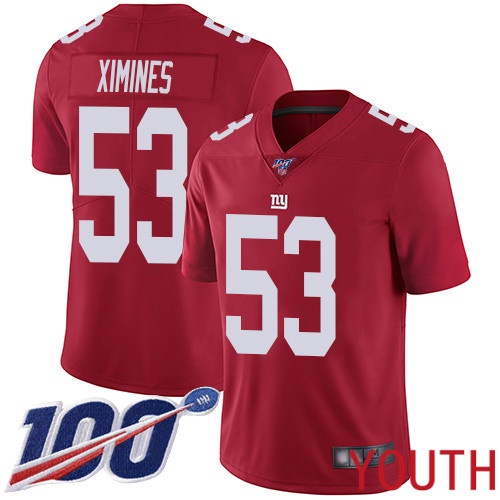 Youth New York Giants #53 Oshane Ximines Red Limited Red Inverted Legend 100th Season Football NFL Jersey->youth nfl jersey->Youth Jersey